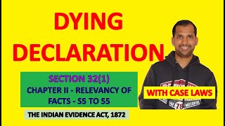 Dying Declaration  Section 321  Law of Evidence  Indian Evidence Act 1872 [upl. by Kelbee168]