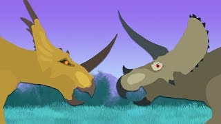 Dinosaurs cartoons battles Triceratops vs Styracosaurus  DinoMania [upl. by Hultin]