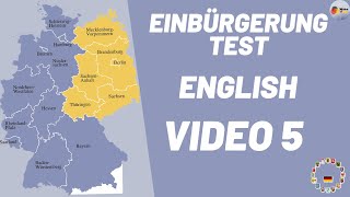 Einbürgerungstest in English  Video 5 Questions 109141  Lebens in DeutschlandOrientierungskurs [upl. by Salomi]