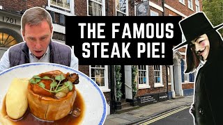 Trying the FAMOUS STEAK PIE at GUY FAWKES birthplace in YORK [upl. by Langston]