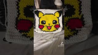 First Intarsia Crochet Tapestry 💛 pikachu intarsia crochet anime tapestrycrochet [upl. by Hsihsa]