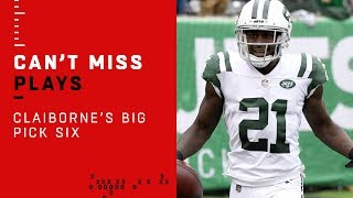 Big Pick 6 by Morris Claiborne Gives Jets Early Lead [upl. by Bathsheeb]