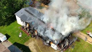 City of Lower Burrell  Michigan Avenue Residential Fire  9424 drone footage [upl. by Bathilda151]