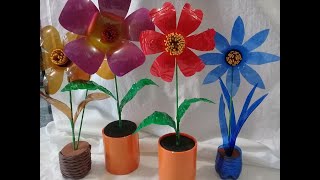 COMO HAGO FLORES DE BOTELLAS PLASTICAS RECICLADAS PASO A PASO PARTE  1 [upl. by Pucida]