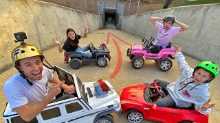 Racing TOY CARS Through Down Hill TUNNELS [upl. by Uohk]