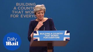 Theresa May suffers coughing fit during conference speech  Daily Mail [upl. by Malvie]