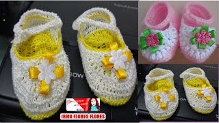 ZAPATOS P TEJIDOS A CROCHET PARA BEBE DE 6 MESE A 1 AÑO PASO A PASO [upl. by Asiil]