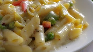 White Sauce pasta వైట్ సాస్ పాస్తా Simple Easy White Sauce Pasta How To Make Pasta In Telugu [upl. by Nihi243]