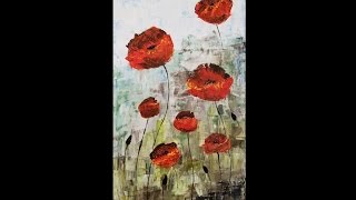 Seaside Poppies Palette Knife Acrylic Painting Tutorial [upl. by Karim]