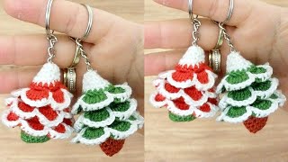 😍 wow beautiful🎄Crochet Christmas Tree Keychain‼️Crochet for Beginners [upl. by Nylesoj]