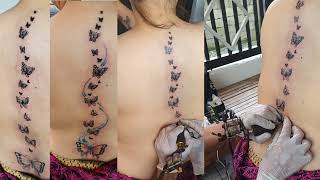 I GOT A SPINE TATTOO  3D BUTTERFLY🇵🇭🇪🇦 [upl. by Leirda]