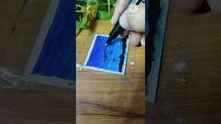 Night sky painting 🌃  mini canvas painting shotrs shortsfeed viralvideo views [upl. by Eiloj]