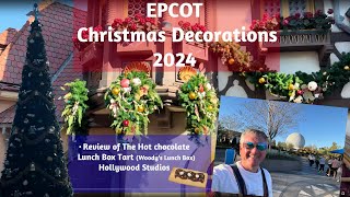 🎄 EPCOT Christmas 2024 MustSee Holiday Decorations amp Hot Chocolate Lunch Box Tart Review ☕✨ [upl. by Pawsner]