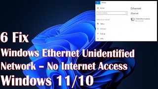 Repair Unidentified Network And No Internet Access In windows 11  6 Fix How To [upl. by Nevaj]