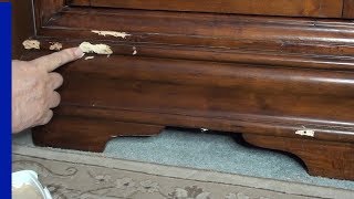 Furniture  How to Repair Chips or Dents  Furniture Touch up Ashley Furniture  Wine Cabinet  Ep 1 [upl. by Aneekas12]