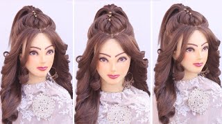 Stylish best ponytail l wedding hairstyles kashees l curly bridal hairstyles l engagement look [upl. by Loggins589]