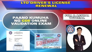 LTO CDE VALIDATION PAANO KUMUHA NG CDE ONLINE VALIDATION EXAM DRIVERS LICENSE RENEW TAGALOG 2023 [upl. by Fionna]