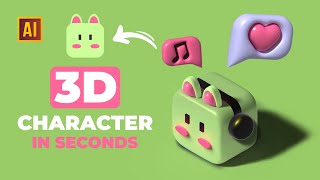 HOW TO MAKE 3D CHARACTER IN SECONDS IN ADOBE ILLUSTRATOR [upl. by Trovillion119]