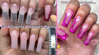 3D CHROME POLYGEL NAILS✨ 3D CHROME NAIL ART amp ABSTRACT NAIL DESIGN  Nail Tutorial [upl. by Blaise346]