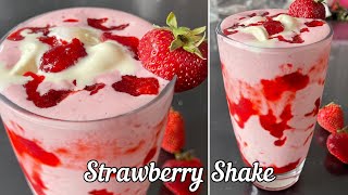 Strawberry Milkshake with homemade strawberry crush syrup  strawberry recipes  strawberry shake [upl. by Dixon]