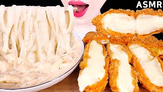 ASMR MUKBANG｜CREAMY NOODLES UDON CHEESE PORK CUTLET 꾸덕 크림우동 치즈 돈까스 EATING SOUNDS 먹방 [upl. by Kerrie]