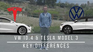 VW ID4 amp Tesla Model 3  Key Differences  Edward CapoVW [upl. by Ariahs]