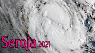 Fujiwhara Effect  Tropical Cyclones Seroja and Odette on Satellite Imagery 2021 [upl. by Annohsak]