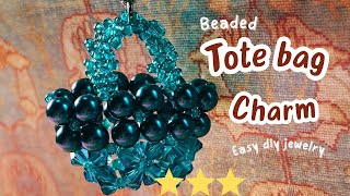 Easy DIY Jewelry Beaded Tote Bag for Key Chain  Beaded Charms for Accessories [upl. by Noirad]