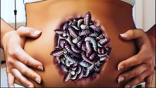 Treating the belly button using the technique ASMR animation to remove 🐛 ASMR [upl. by Ellesirg]