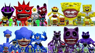 WHICH FAMILY IS STRONGER from NEW SPRUNKI vs SONIC vs CATNAP vs SPONGEBOB FAMILY in Garrys Mod [upl. by Assilrac]