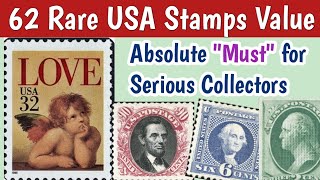 US Stamps Value Guide  62 Rare Valuable American Stamps  Absolute quotMustquot for Serious Collectors [upl. by Anaylil]