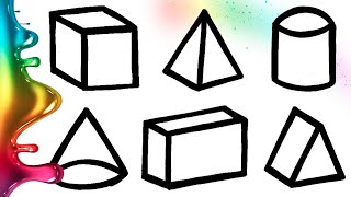 How to Draw 3D Geometric Shapes Learn And Color [upl. by Pulchi762]