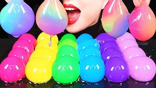 ASMR EDIBLE UNICORN WATER BOTTLES HOW TO MAKE GIANT RAINBOW POPPING BOBA EATING SOUNDS MUKBANG 먹방 [upl. by Nyledam]