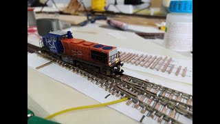 Wisselbouw testritten Handlaid N scale turnout 6 update 8824 [upl. by Evelin712]