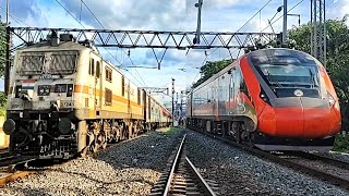 Dangerous Train Race between Mithila Express Vs Patna Vande Bharat Express [upl. by Hanni950]