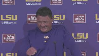 Watch Ed Orgerons final press conference as the head coach of LSU  Tigers beat Texas AampM [upl. by Malanie]