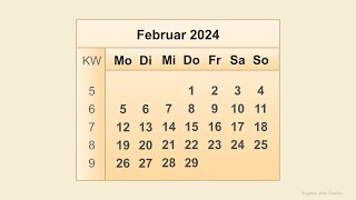 Kalender Februar 2024 [upl. by Ellehcin]