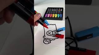 Drawing Bart Simpson with Posca Markers Glitch Effect shorts [upl. by Hnoj126]