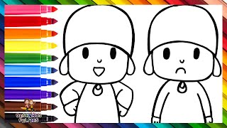 Desenhar e Colorir Pocoyó Feliz VS Pocoyó Triste 👶😃👶☹️🌈 Desenhos para Crianças [upl. by Ecitsuj]