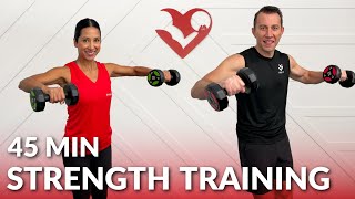 Strength Training at Home Full Body Dumbbell Workout  45 Min Total Body Workouts with Weights [upl. by Cott]