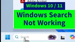 Windows Search Not Working in Windows 10  11 Search Bar  Search Button Not Working Simple FIX [upl. by Cody]