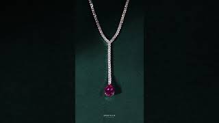 Omnia Anya Maroon Necklace 925 Silver In High Quality Simulated diamonds [upl. by Genet]