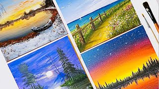 4 Seasons Acrylic Painting  Easy Painting for Beginners [upl. by Kameko]