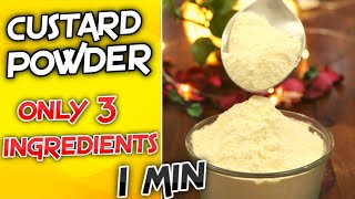 1Min Only 3 Ingredients Instant Custard Powder Recipe  No Cooking Homemade Custard Powder Eggless [upl. by Cassady]