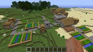 Minecraft NPC village seed 161  164 massive grass village with another desert village nearby [upl. by Ahouh219]