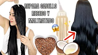 REPARA EL CABELLO RESECO Y MALTRATADO 😱 SALVA TU CABELLO✨ GEL DE LINAZA Y ACEITE DE COCO 🥥 [upl. by Chaves]