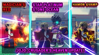 JOJO Crusaders Heaven Update  How to Get Star Platinum Stone Ocean spsoMagicians Red and Specs [upl. by Adolphe139]