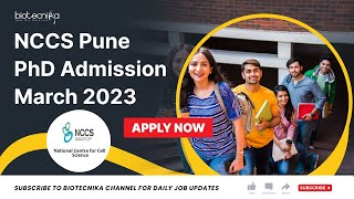 NCCS Pune PhD Admission 2023 Notification  Exam Date  Eligibility  Application  Deadline [upl. by Elysia]