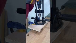 Testing drill guide for making dog holes in workbench workbench woodworkingtools woodwork crafts [upl. by Nilved]