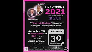 quotA Town Hall QampA Event With Atossa Therapeutics Management Teamquot 11302021 NASDAQ ATOS [upl. by Charley]